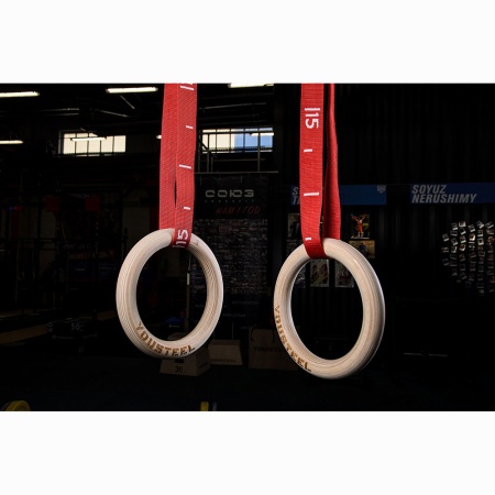 Купить Кольца гимнастические 32 мм красные стропы в Подпорожье 